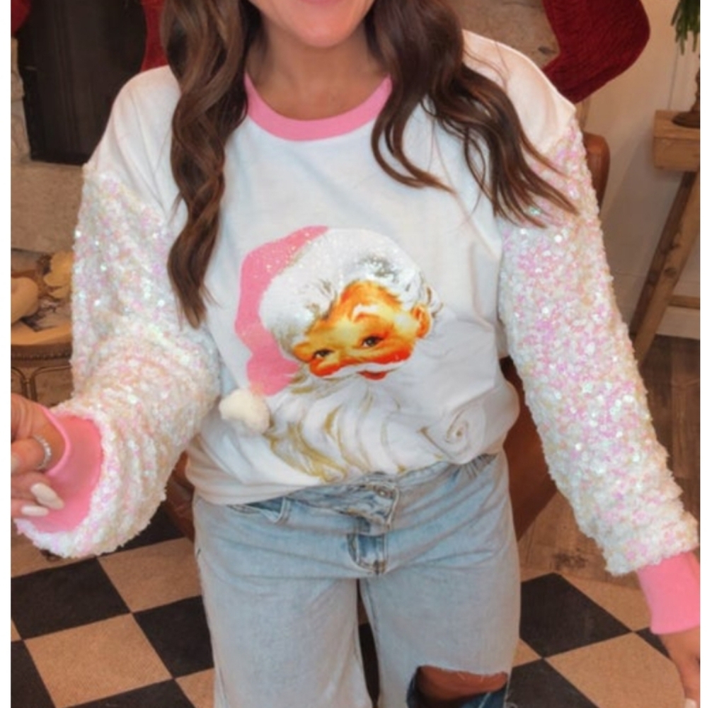 Santa Sequin Holiday Sweater
